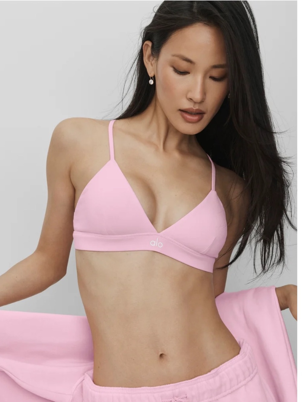 ALO Yoga Splendor Bra size small Limited: Pink Marshmallow/White